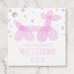 Birthday Balloon Animals Pink Pastel Party Geschenkanhänger