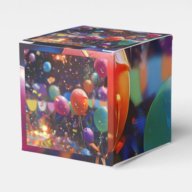 Birthday Balloon Geschenkboxen - Cube Shape Geschenkschachtel (Vorderseite)