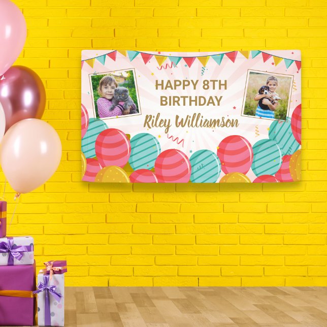 Birthday Balloon Gold Pink Confetti Fotos jedes Al Banner (Von Creator hochgeladen)