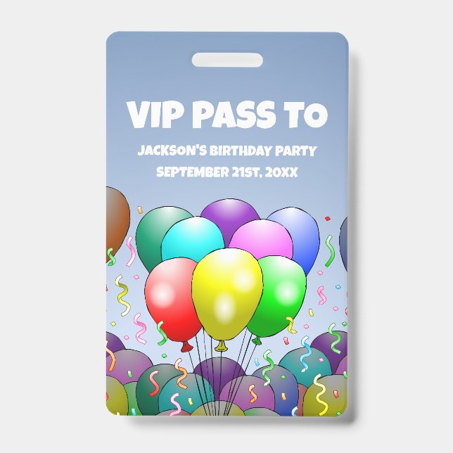 Birthday Balloon Party Ausweis (Vorderseite)