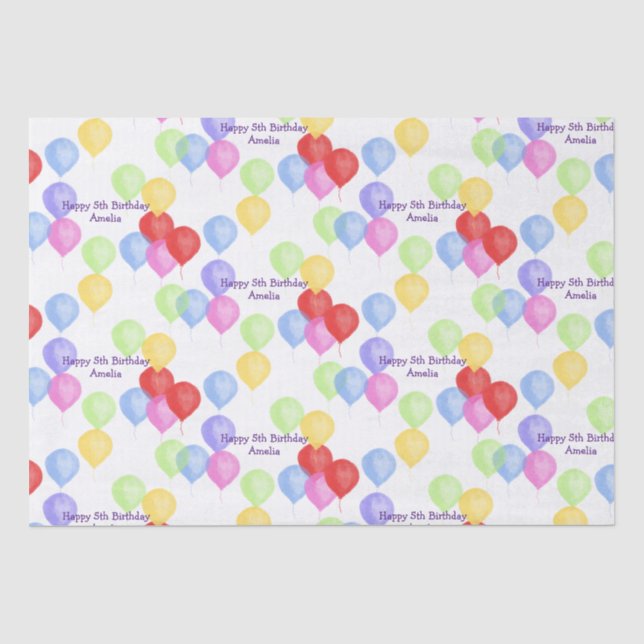 Birthday Balloon Personalisiert Seidenpapier (Vorderseite)