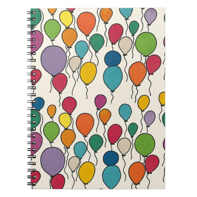 Birthday Balloon Watercolor Blank Journal Notizblock (Vorderseite)