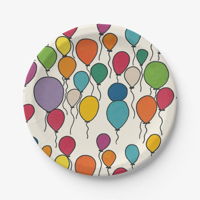 Birthday Balloon Watercolor Pappteller (Vorderseite)