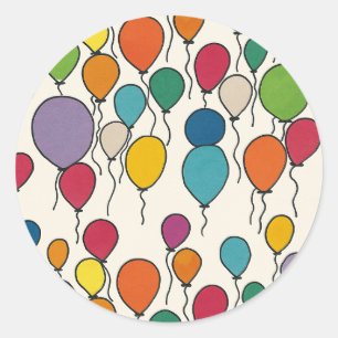 Birthday Balloon Watercolor Runder Aufkleber