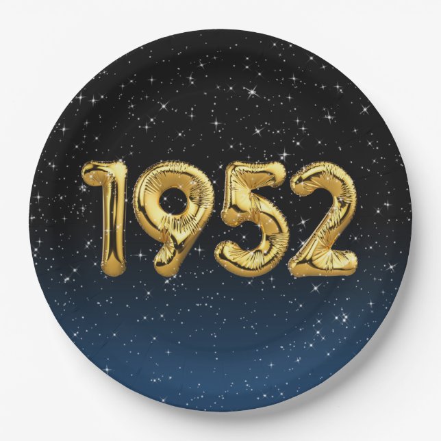 Birthday Balloons 1952 in Stars Pappteller (Vorderseite)