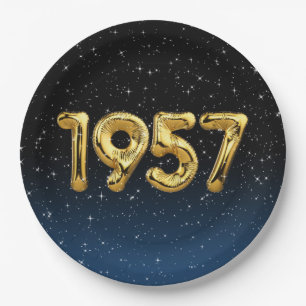 Birthday Balloons 1957 in Stars Paper Plate Pappteller