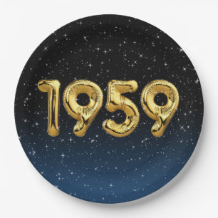 Birthday Balloons 1959 in Stars Paper Plate Pappteller