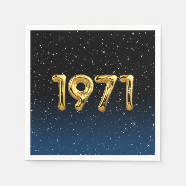 Birthday Balloons 1971 in Stars Napkins Serviette (Vorderseite)