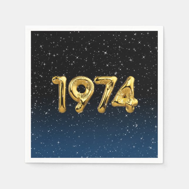 Birthday Balloons 1974 in Stars Napkins Serviette (Vorderseite)