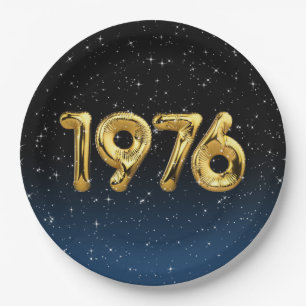 Birthday Balloons 1976 in Stars Paper Plate Pappteller