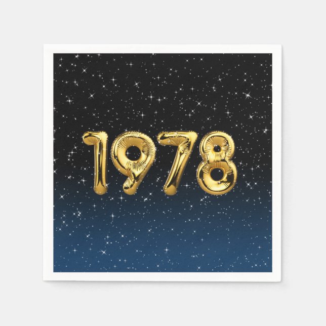 Birthday Balloons 1978 in Stars Serviette (Vorderseite)