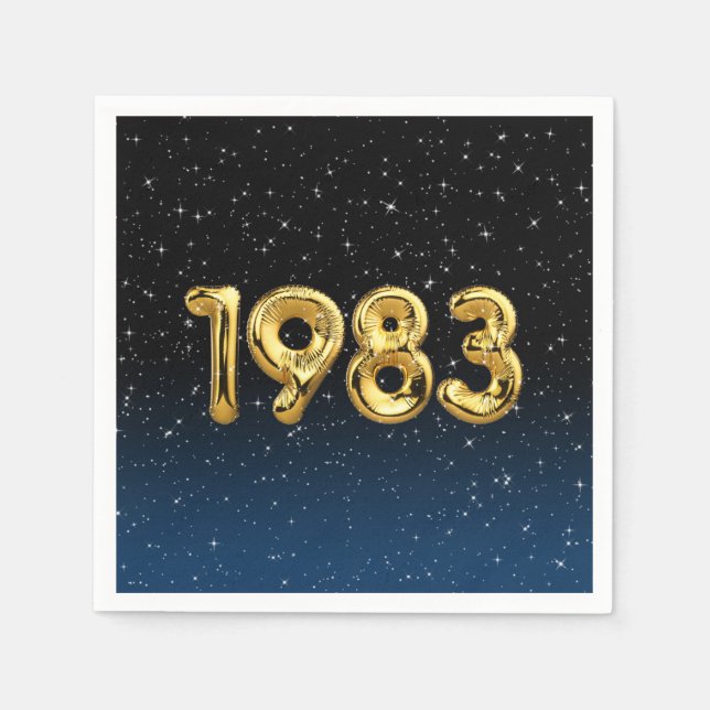 Birthday Balloons 1983 in Stars Serviette (Vorderseite)