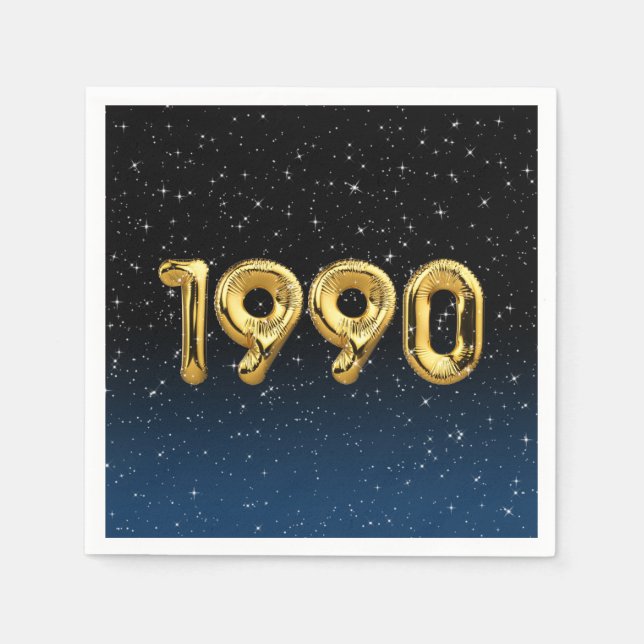 Birthday Balloons 1990 in Stars Serviette (Vorderseite)