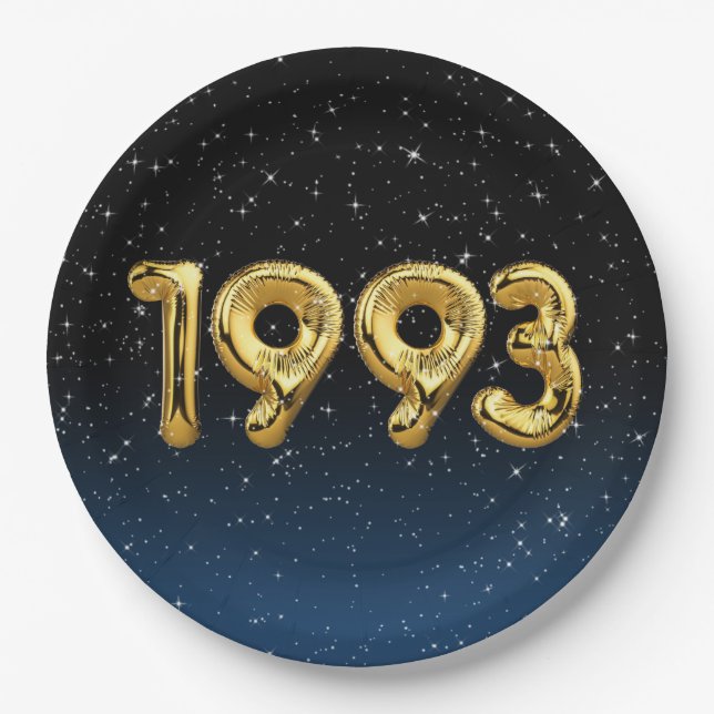 Birthday Balloons 1993 in Stars Pappteller (Vorderseite)