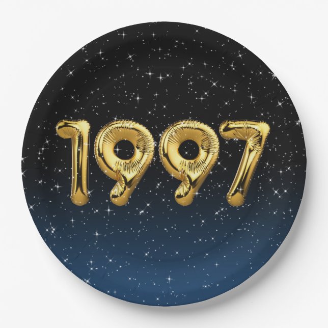 Birthday Balloons 1997 in Stars Pappteller (Vorderseite)