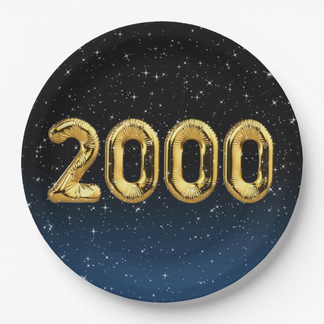 Birthday Balloons 2000 in Stars Pappteller (Vorderseite)