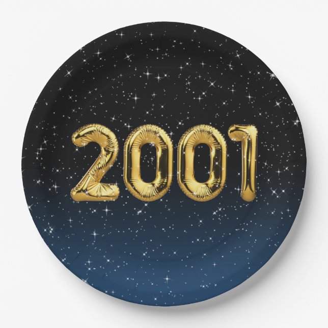 Birthday Balloons 2001 in Stars Paper Plate Pappteller (Vorderseite)