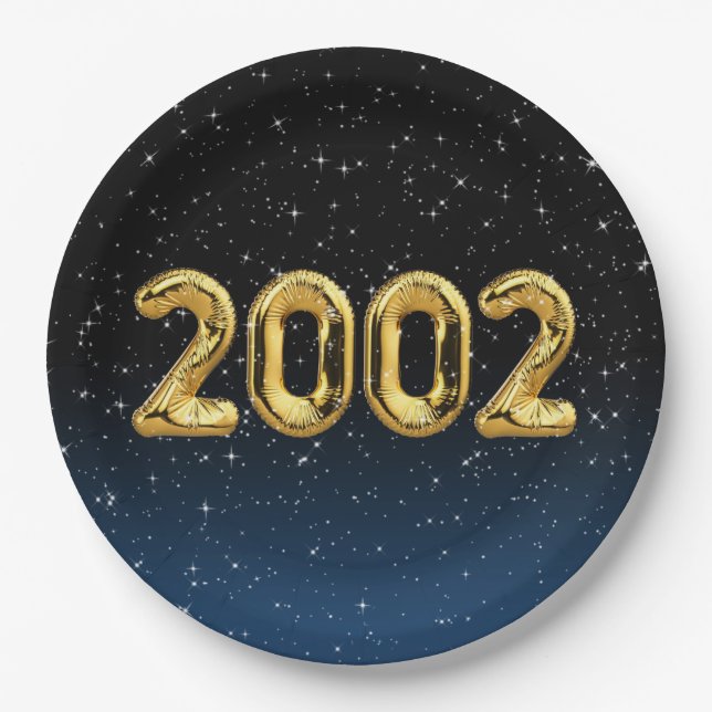 Birthday Balloons 2002 in Stars Paper Plate Pappteller (Vorderseite)