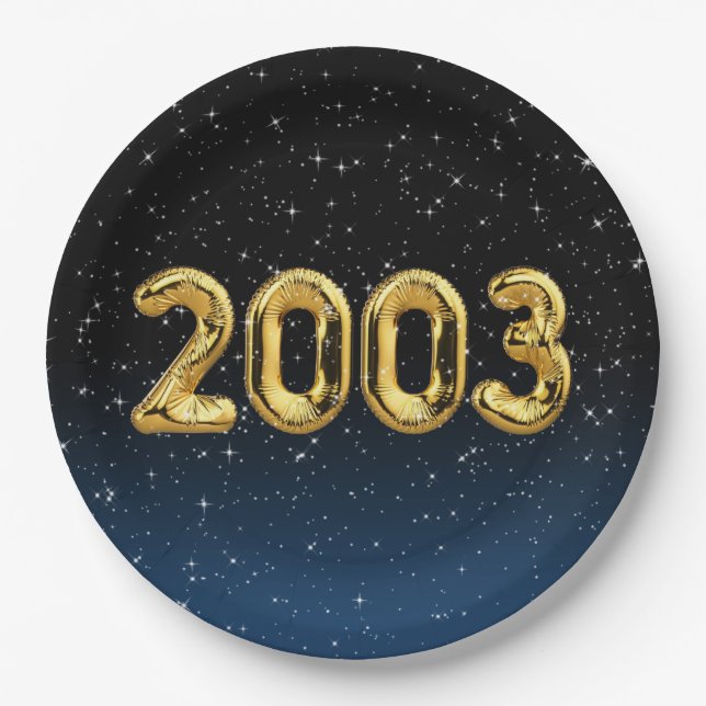 Birthday Balloons 2003 in Stars Paper Plate Pappteller (Vorderseite)