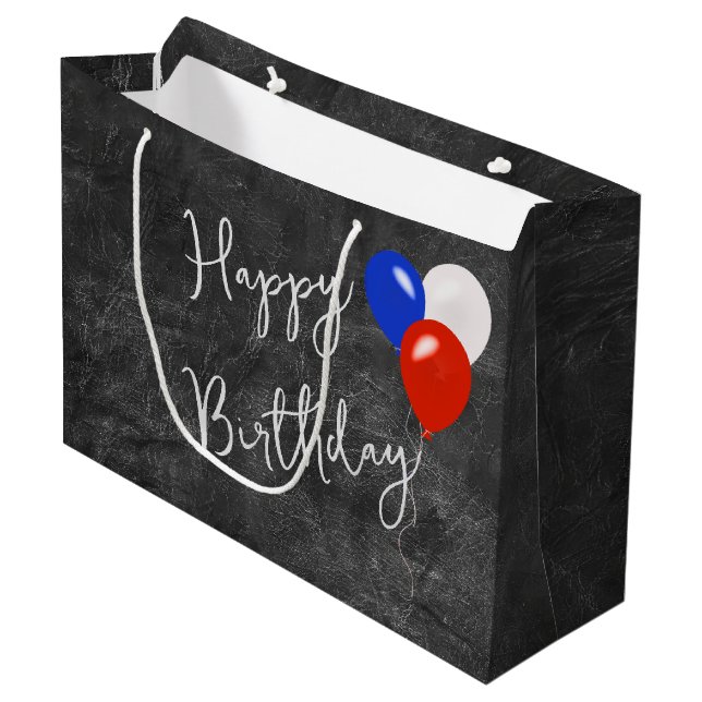 Birthday Balloons auf Leder Große Geschenktüte (Vorderseite Schrägansicht)