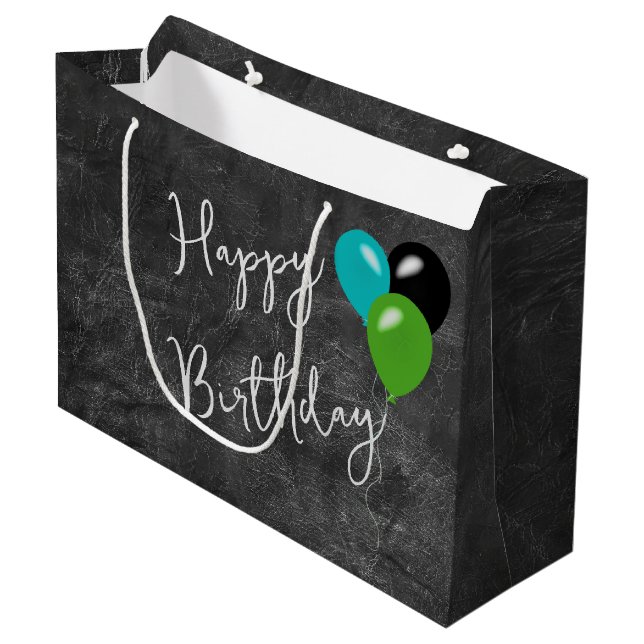 Birthday Balloons auf Leder Große Geschenktüte (Vorderseite Schrägansicht)