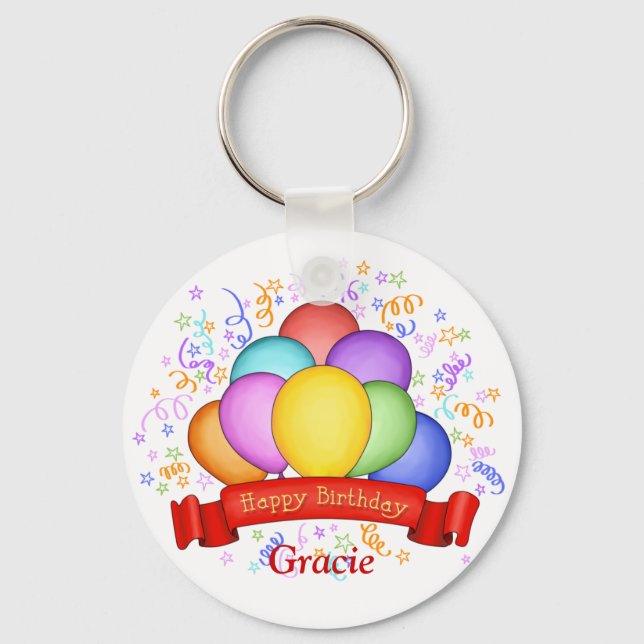 Birthday Balloons & Banner Schlüsselanhänger (Vorderseite)