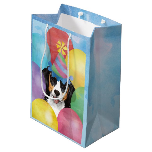Birthday Balloons Berner Medium Geschenktasche Mittlere Geschenktüte (Rückseite Schrägansicht)