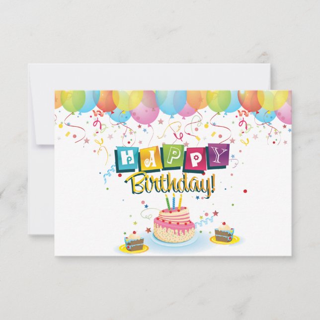 Birthday Balloons Card Karte (Vorderseite)