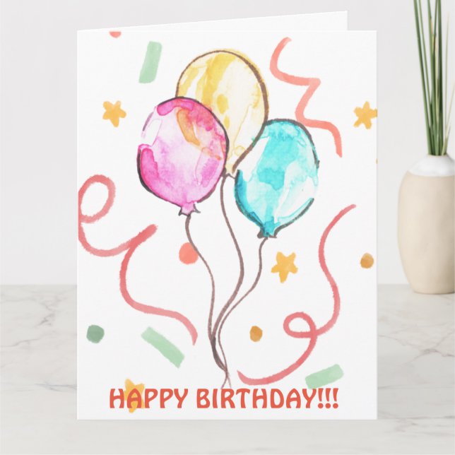 BIRTHDAY BALLOONS CARD KARTE (Vorderseite)