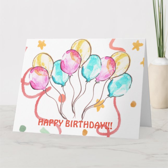 BIRTHDAY BALLOONS CARD KARTE (Vorderseite)