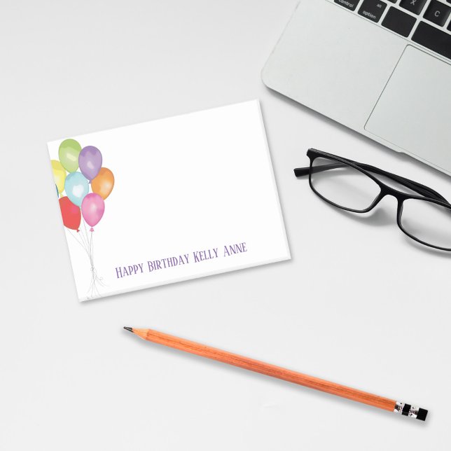 Birthday Balloons Editable Post it Notes Post-it Klebezettel (Balloons custom post it notes. )