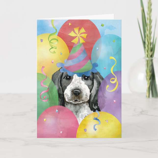 Birthday Balloons English Cocker Spanische Card Karte (Vorderseite)