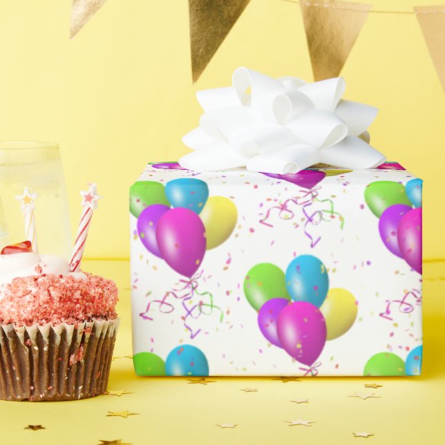 Birthday Balloons mit Confetti Geschenkpapier (Geburtstagsparty)