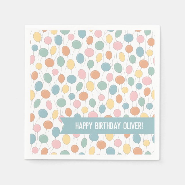 Birthday Balloons Personalisiert Serviette (Vorderseite)
