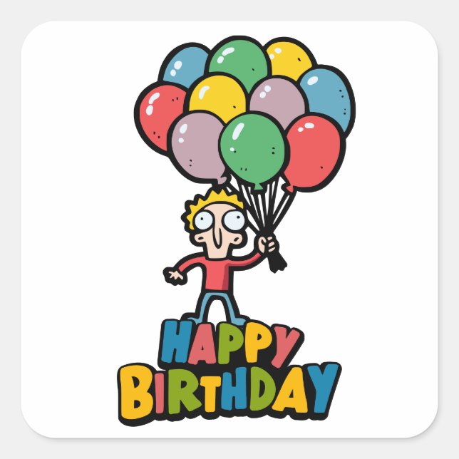 Birthday Balloons Quadratischer Aufkleber (Vorderseite)