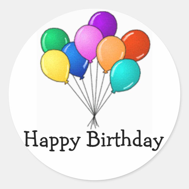 Birthday Balloons Runder Aufkleber (Vorderseite)