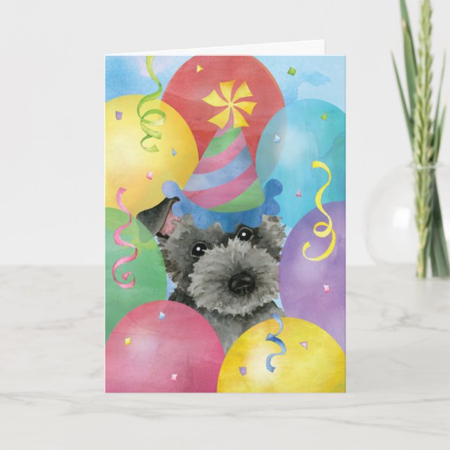 Birthday Balloons Scottish Terrier Karte (Vorderseite)