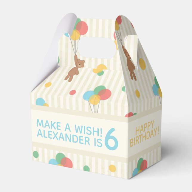 Birthday Balloons Teddy Bear Age Fevor Box Geschenkschachtel (Vorderseite)