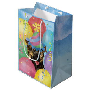 Birthday Balloons Yorkie Medium Geschenktasche Mittlere Geschenktüte