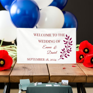 Birthday Banner Red Black Floral   Elegante Hochze