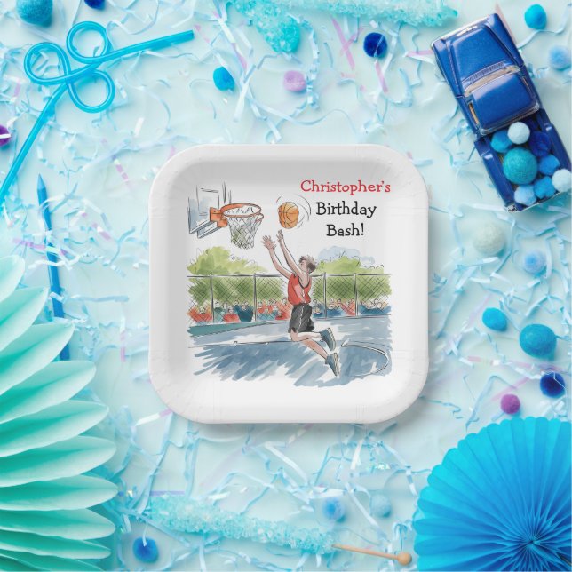 Birthday Bash: Hoops und Hype Pappteller (Party)