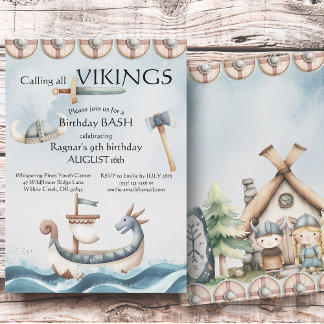 Birthday Bash Viking Themed Kids Birthday Einladung