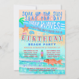 Birthday Beach oder Pool Party Sommerfrische schwi Einladung