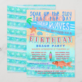 Birthday Beach oder Pool Party Sommerfrische schwi Einladung