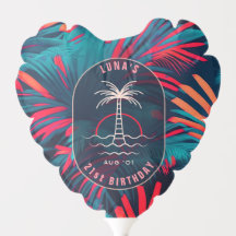 Birthday Beach party Palm tree leaves sunset