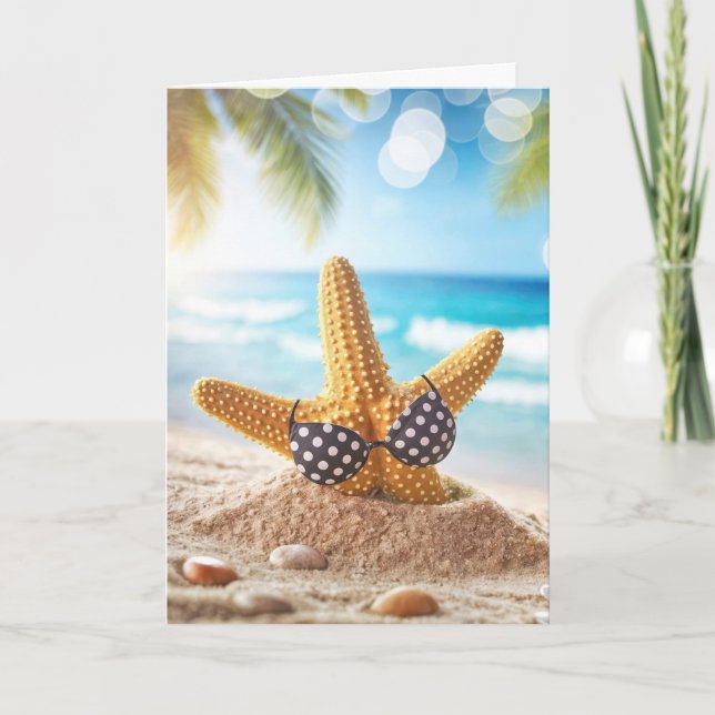 Birthday Beach Starfish in Sand Karte (Vorderseite)