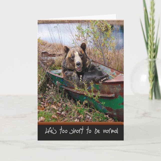 Birthday Bear in Row Boat Karte (Vorderseite)