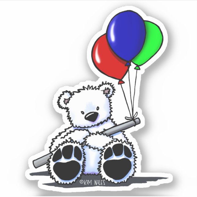Birthday Bear KiniArt Sticker (Vorderseite)