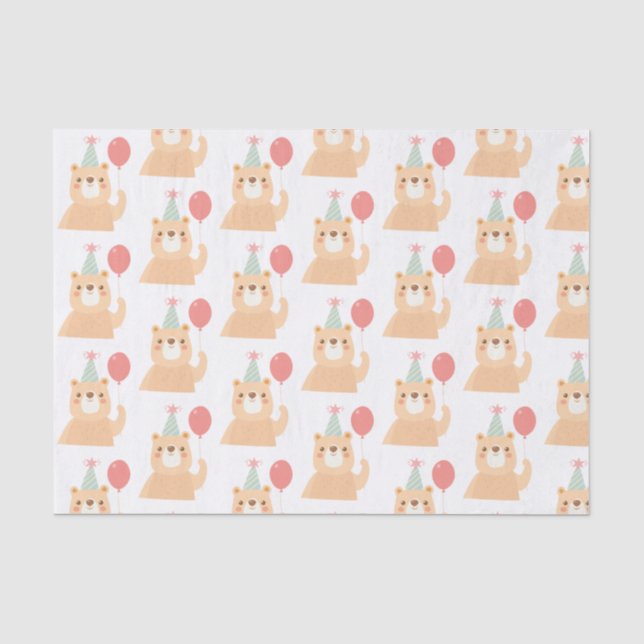 Birthday Bear Tissue Paper Seidenpapier (Vorderseite)