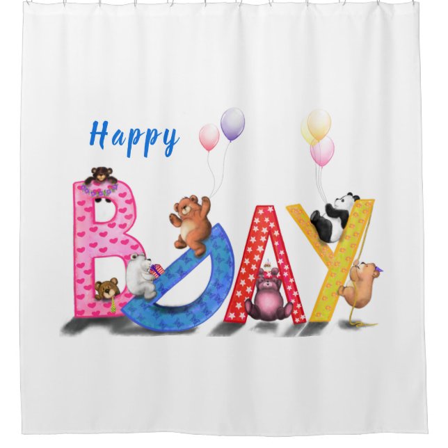 Birthday Bears Duschvorhang (Vorderseite)